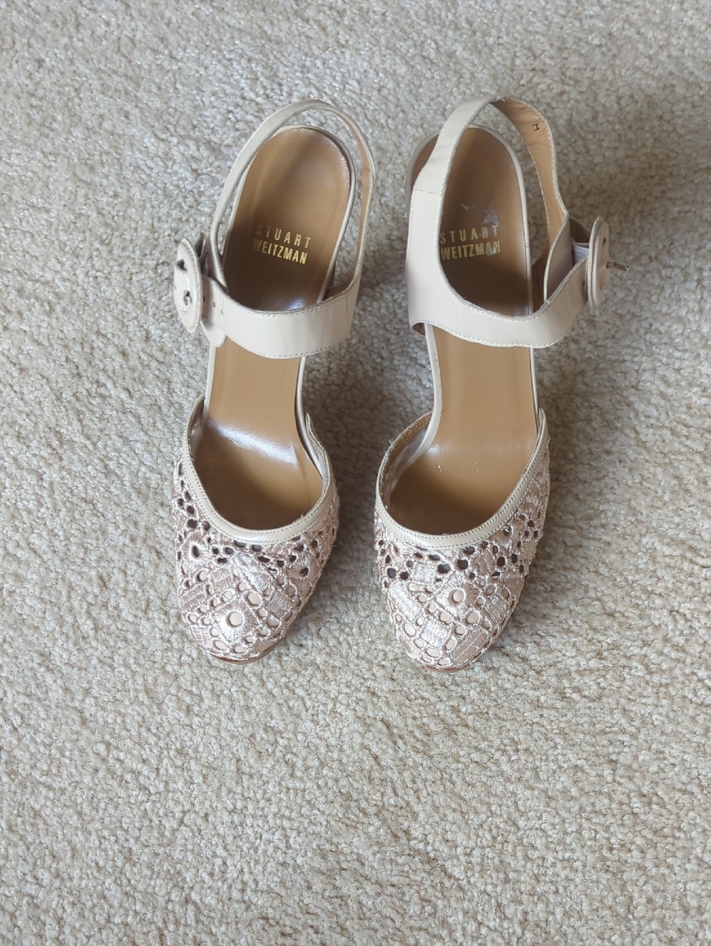 Beautiful Leather And Lace         Stuart Weitzman Heels